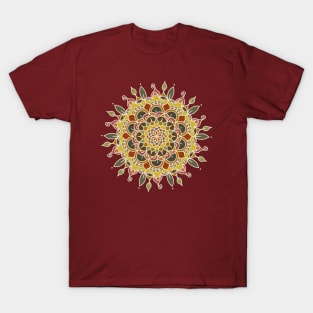 Pretty Autumn Colors Mandala Design T-Shirt